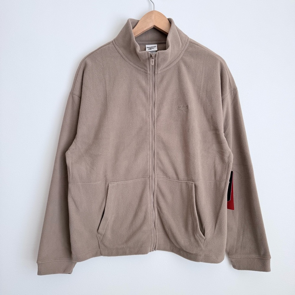 Reebok Women's Taupe Polar Fleece Full Zip Jacket, Size Large